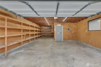 Built in shelving for storage.