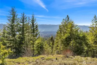 View of the City of Cle Elum with the mountains in the background.  This is the spot where you sip your morning cup of coffee.