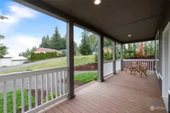 Full width 224’ covered porch with composite decking