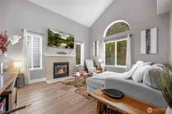 High Ceilings Living Room Main level-gas fireplace