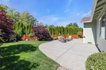 Great combo of grass and patios spaces