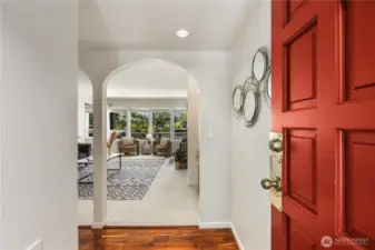 Hardwood floors greet you upon entering