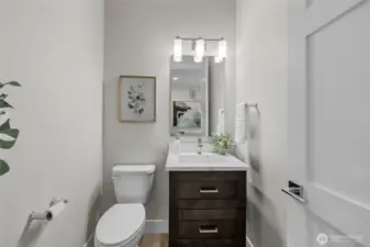 Convenient half bath location for your guests.