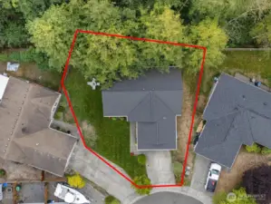 Lot area - approx 3-4 ft from neighbors fence line