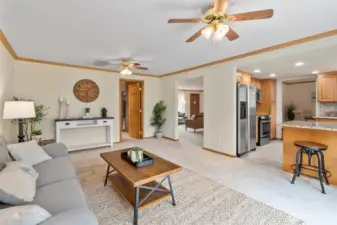 Family room off the kitchen. LOTS of room to spread out.