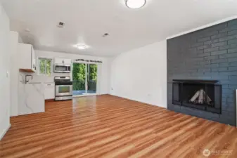 Kitchen downstairs with quartz counters