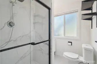 Bath down with walk in shower