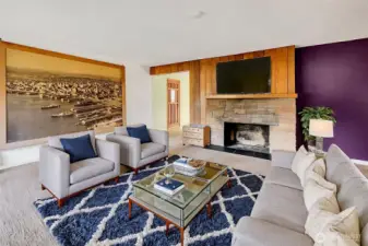 Living room virtually staged