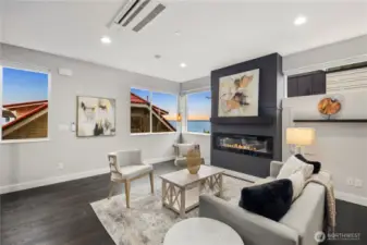 Expansive windows throughout the house with custom blinds