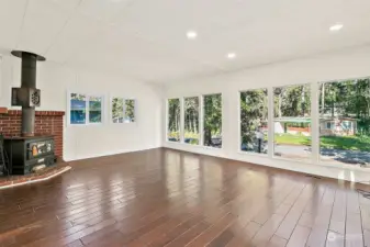 Spacious living room with new sparkling floors!