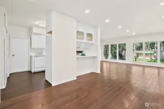 View from dining area looking into living room.