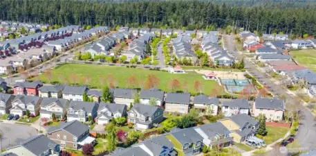 Great picture of one of the large playgrounds including pickel ball, playground and gazebo. Just about 8 doors down from the house.