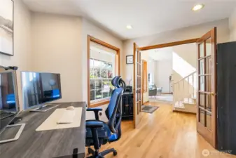 To the right as you enter the home is a bedroom(currently used as an office)