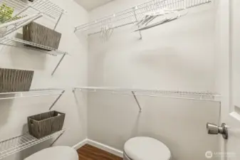 Walk-in closet in the primary bedroom
