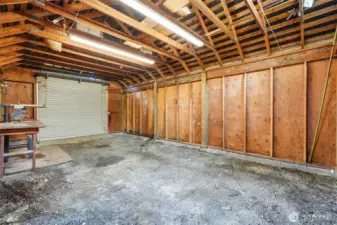 Detached 2-car garage with power—perfect for a shop