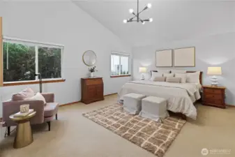 Primary with vaulted ceilings and soo much room!