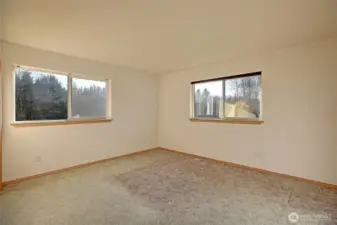 One of the guest bedrooms, spacious and naturally bright.