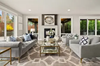 A see-through fireplace for cold weather