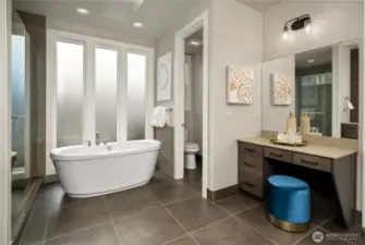 Dedicated makeup space within the primary suite