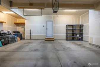 Two car garage with bump out for shop space