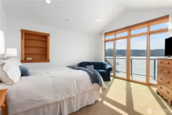 Upstairs south bedroom with hidden space behind the bookcase!