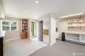 Studio/Office space attached to shop and guest house/ADU and it has a full bathroom.