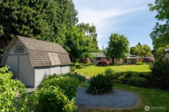 Garden shed for all your tools and gardening needs.