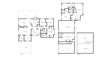 Layout of main house, guest house/ADU and shop