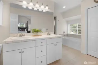 The bath is large, spacious and feels very spa like.