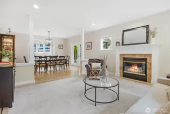 The gas fireplace is a great focal feature of the living room.