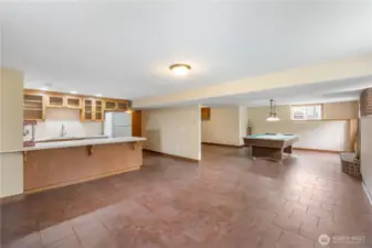 Downstairs kitchenette, family & game room