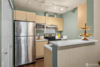 Kitchen with pantry.