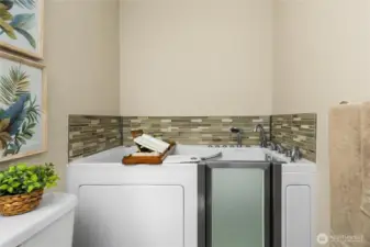 Walk-in Jacuzzi tub.