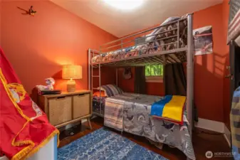 One of the three bedrooms upstairs with a large closet or as we like to call it "the Harry Potter room"