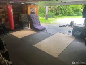 Two car garage, also makes for an awesome gym space! Sauna does not convey.