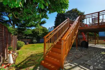 Deck stairs to back yard