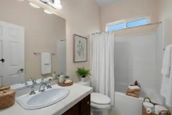 Full second bathroom conveniently located near the second bedroom.