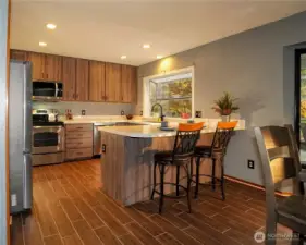 Kitchen with eating counter