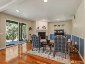 Family Room with Wood Fireplace