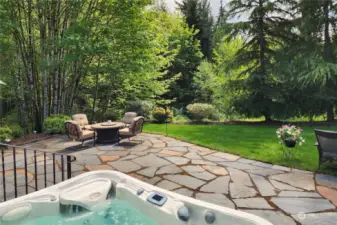 Hot tub and patio.