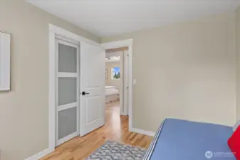 Thoughtfully updates with modern features like the closet doors.
