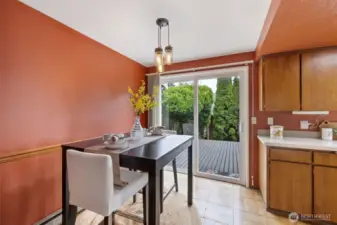 Here you can see the sliding glass door opening to the large private deck on the east side of the home. I'll show you a picture of the deck next!
