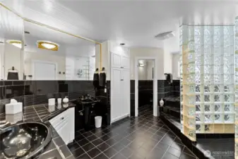 Walk in shower.