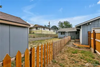 View from back of lot, newer fencing on right.