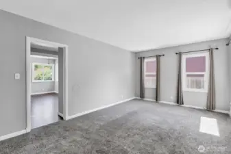 Living room with wall to wall carpeting