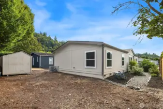 Large, level and fenced back yard.