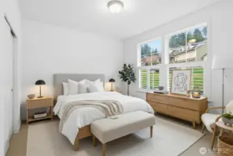 Virtually staged Main floor bedroom