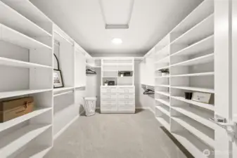 Custom closet in primary bedroom