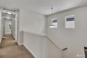 Upstairs Landing. Hallway leads to Guest Beds, Guest Full Bath, Laundry Room, and Utility Closet.