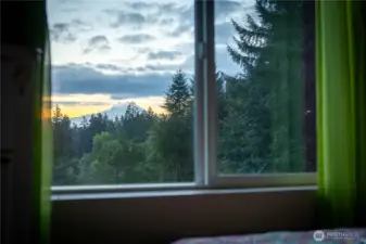 View of Mt Rainier from the upper floor.